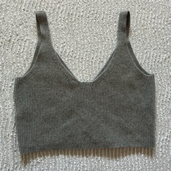 J Crew Cashmere Sweater Top Tank Top Crop Grey Gray Size XL Knit - Picture 4 of 10